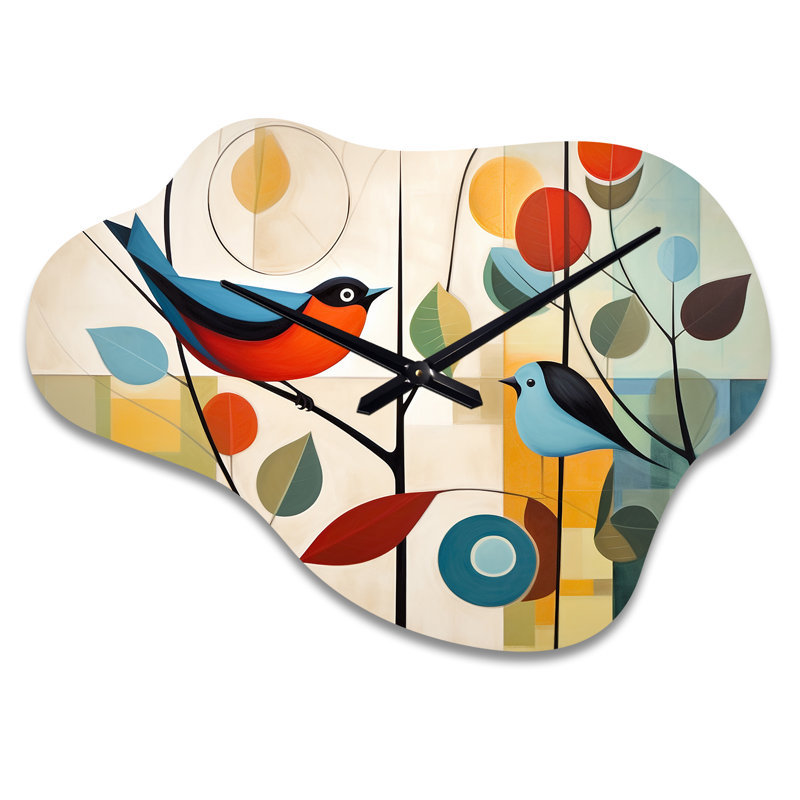 Horloge murale en métal vert Mid Century Mod Nature III - Mid-Century, Petit