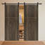 Porte de grange coulissante en panneau de fibres à densité moyenne noyer à 2 panneaux de 18 po x 79 po x 79 po x 18 po avec quincaillerie 18 series-130849402-130849428-130850143