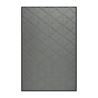 Machine Washable Trellis Gray Area Rug