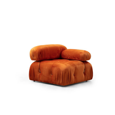 Stylish 1-Seat Sofa, Orange Upholstery, 37.4 x 37.4 x 29.5 inches | Beech Wood & Chipboard Frame, 100% Polyester Fabric | Soft 28 DNS Foam for Comfort, Detachable Back & Arms | Perfect for Modern Living Rooms & Hotels