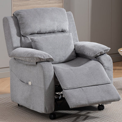 Fauteuil inclinable électrique en chenille de 33,5 po de largeur avec roulettes télécommandées et verrouillables, facile à déplacer et à verrouiller en place