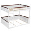Grand lit superposé en bois avec tablettes intégrées, boîte de rangement, lumière DEL et station de charge USB, blanc-368304942