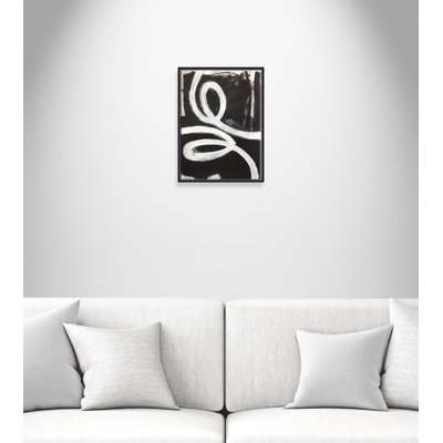 Hendrix White Swirly Swirls 1 - Floater Frame Painting on Canvas