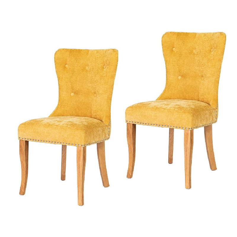 Bristol 49cm H Polyester Blend Upholstered Side Chair, Yellow