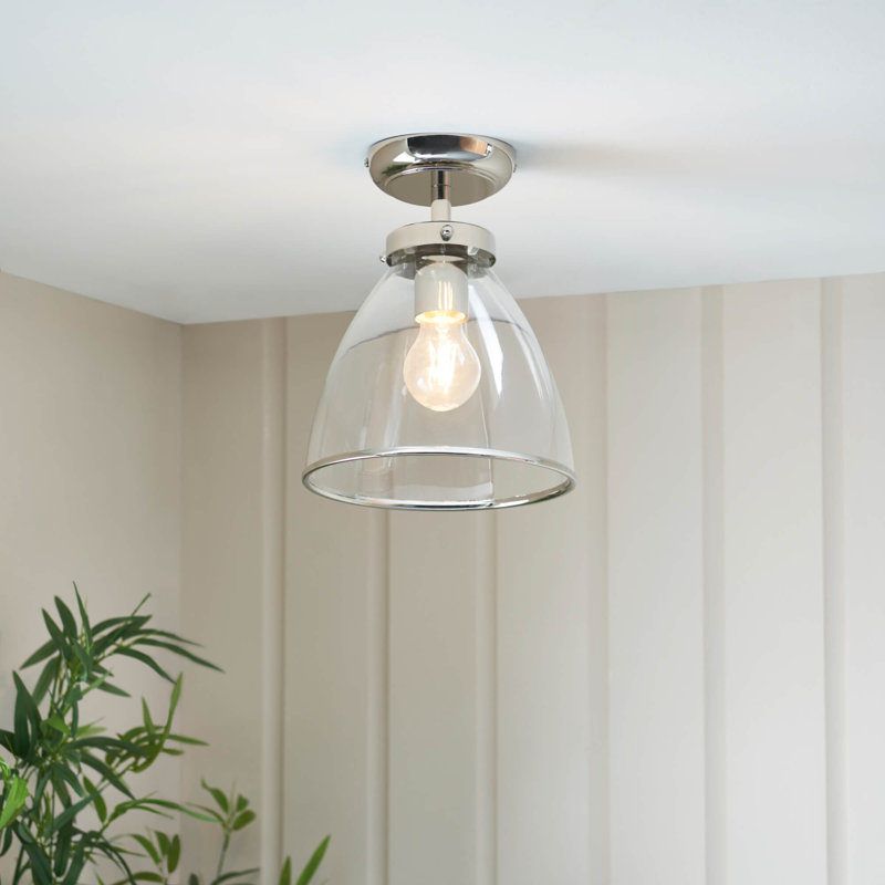 Glass Flush Mount, Semi-Flush Mount, Satin Nickel, 240cm H x 210cm W x 210cm D