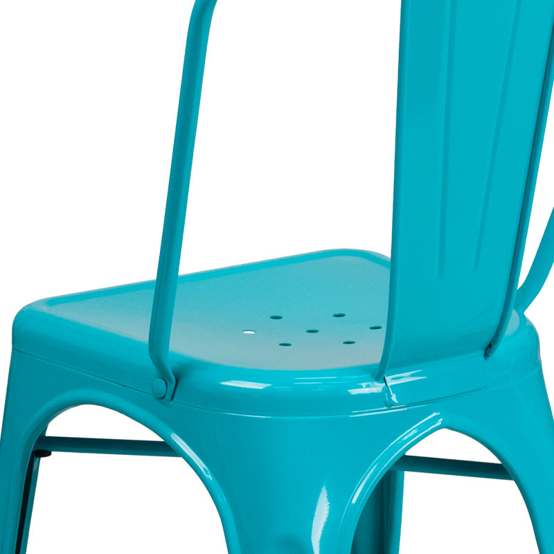 Chaise d'appoint empilable en métal Lily, Cristal bleu sarcelle