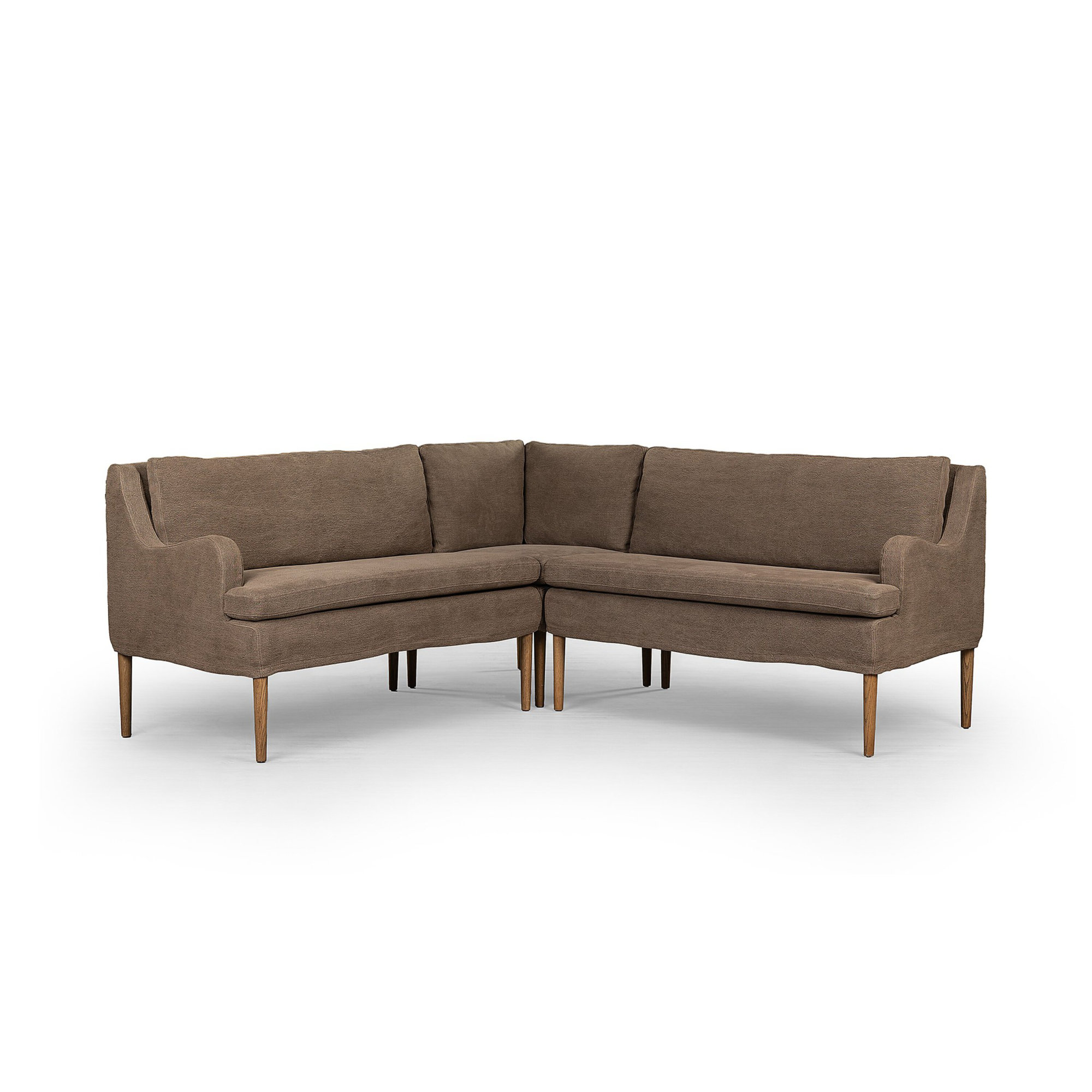 Aurelia Dining Banquette, Symmetrical, 34.5" H x 76" W x 76" D, Broadway Coffee Linen