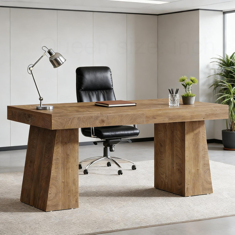 Modern Home Office Desk, Light Brown