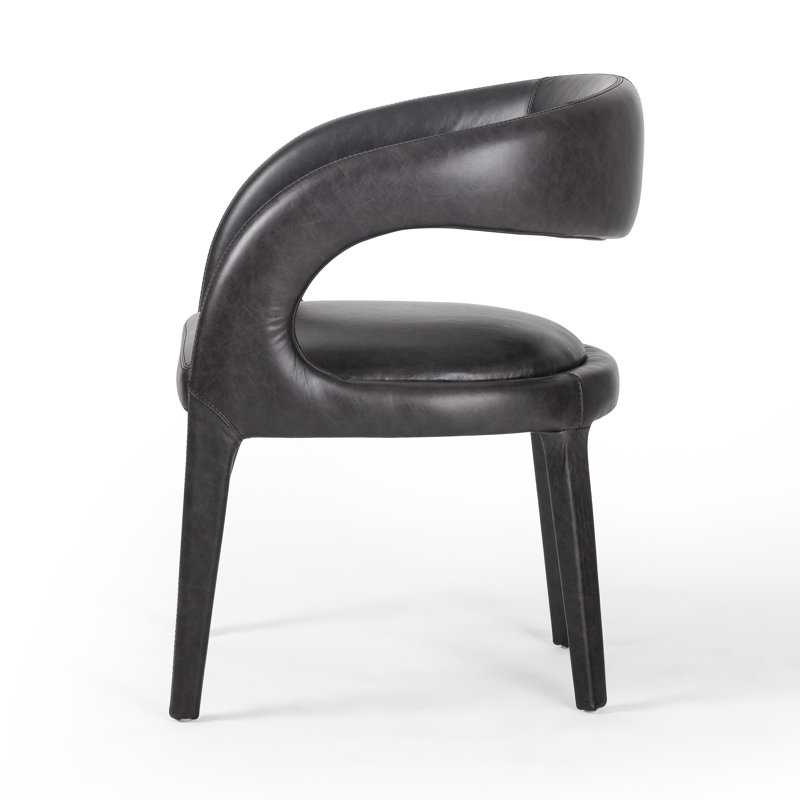 Hawkins Standard Upholstered Arm Chair, Sonoma Black Genuine Leather
