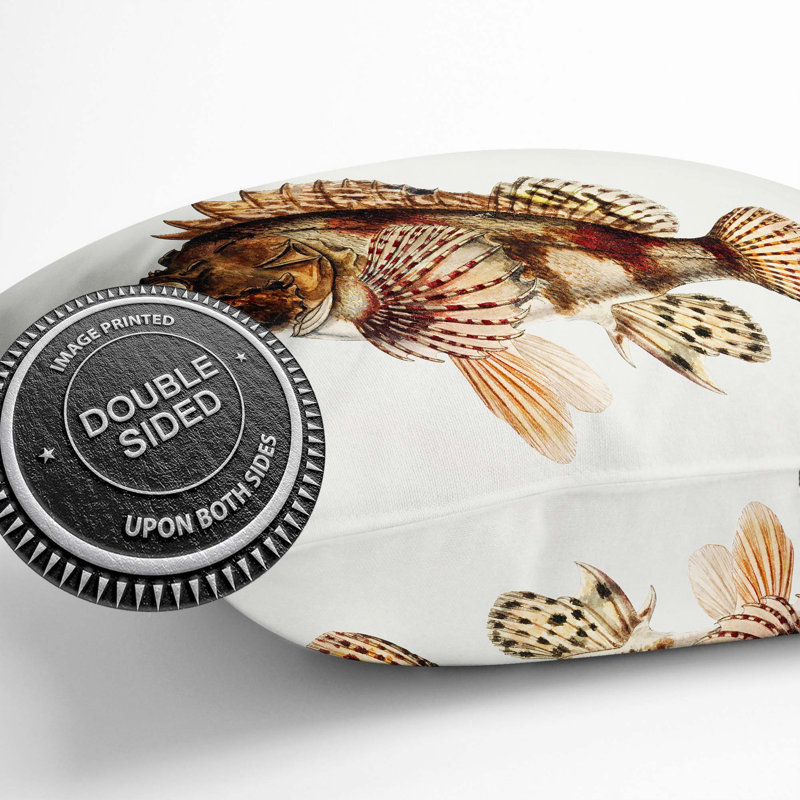 Illustration of a Scorpion Fish by F.E. Clarke Cushion with Filling, 55cm H x 55cm W x 20cm D