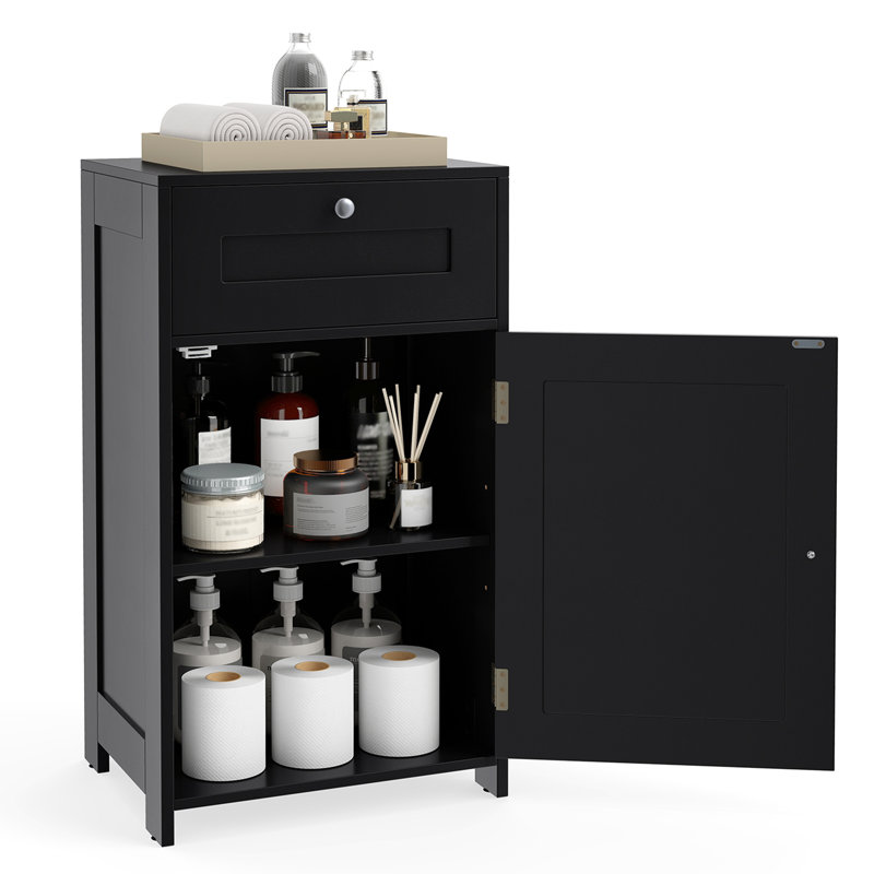Floor Storage Cabinet Bathroom Organizer Cupboard Drawer Shelf Bath Towel, Black