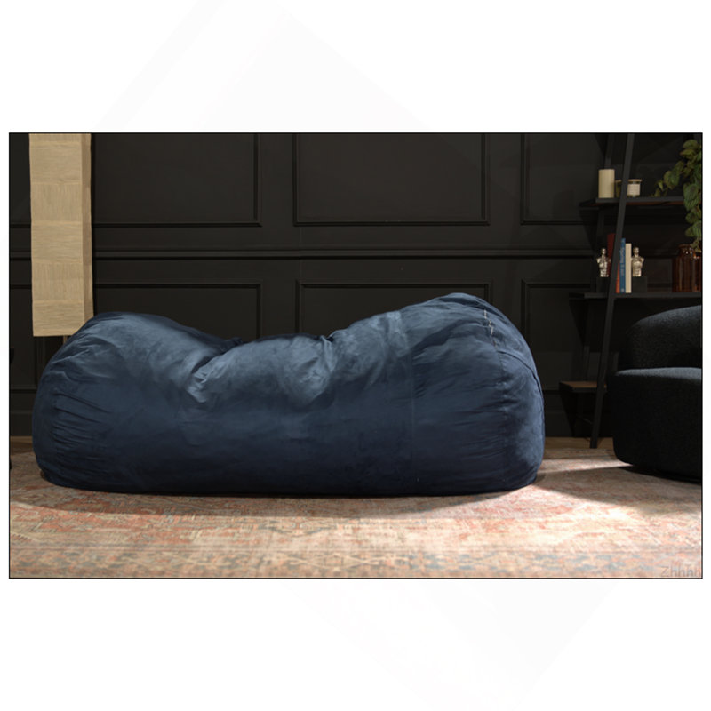 Fauteuil à billes en suède cylindrique traditionnel de 8 pieds Jasper, bleu, Microfibre bleu uni