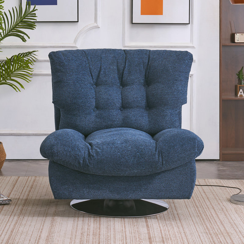 Fauteuil d'appoint rembourré en chenille Antionett, Chenille bleu