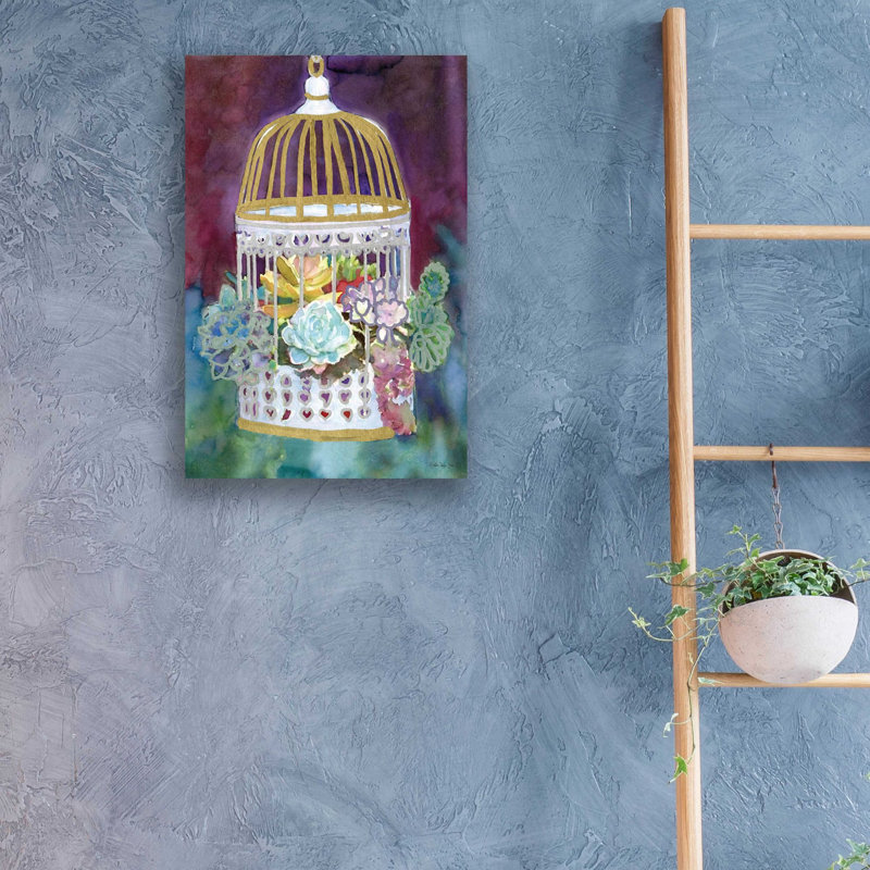 «Succulent Bird House» par Stellar Design Studio, art mural en verre acrylique, H 24 po x l 16 po x P 0,2 po