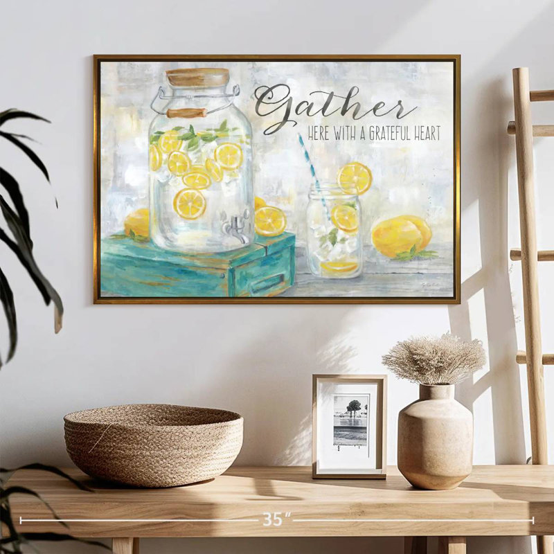 Paysage «Gather Here Country Lemons», 25 po x 17 po, Cadre flottant doré