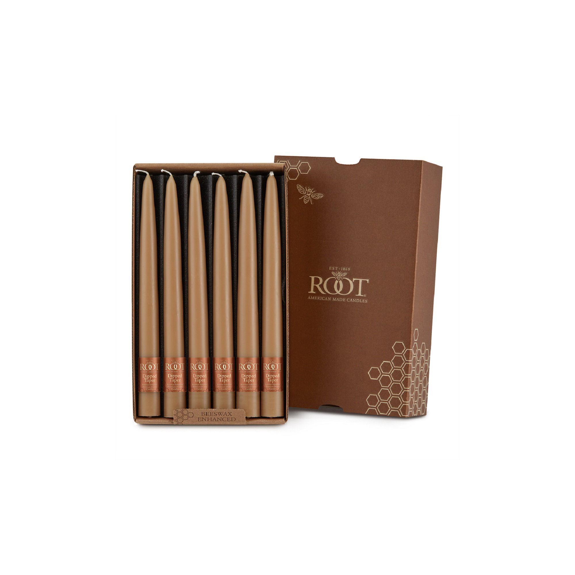 12 Piece Unscented Taper Candle Set, Beeswax, 9" H x 0.88" W x 0.88" D