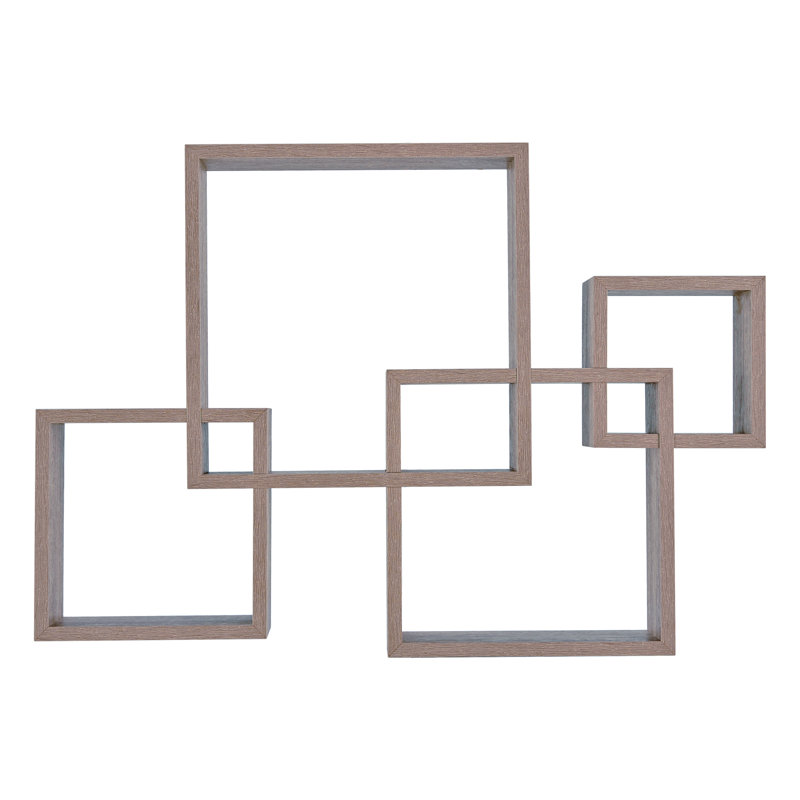 Intersecting Cube Accent Wall Shelf, Weathered Oak