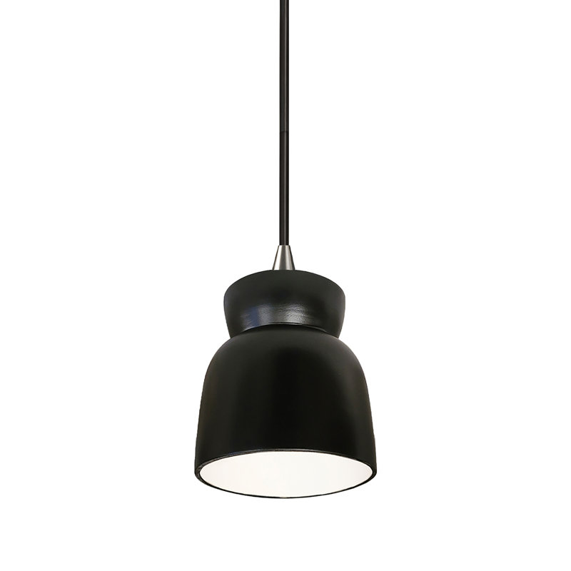 Luminaire suspendu simple en forme de sablier à DEL Sadaris, Noir mat carbone, Nickel brossé