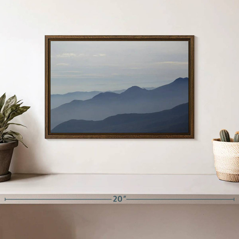 Foggy Mountain Range, 13" X 9", Floating Frame Walnut