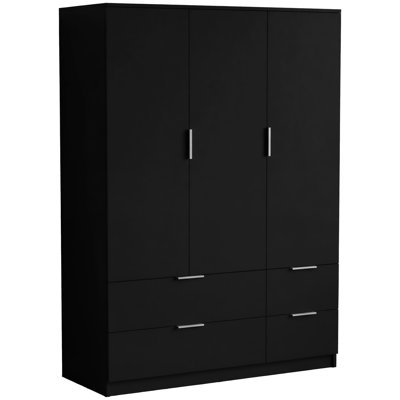Modern 3 Door 4 Drawer Wardrobe with Hanging Space for Bedroom Storage & Organisation