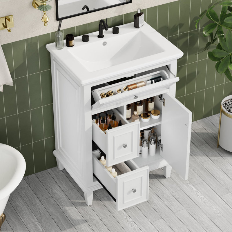 Ensemble de meuble-lavabo simple 24 po Burdick, Blanc