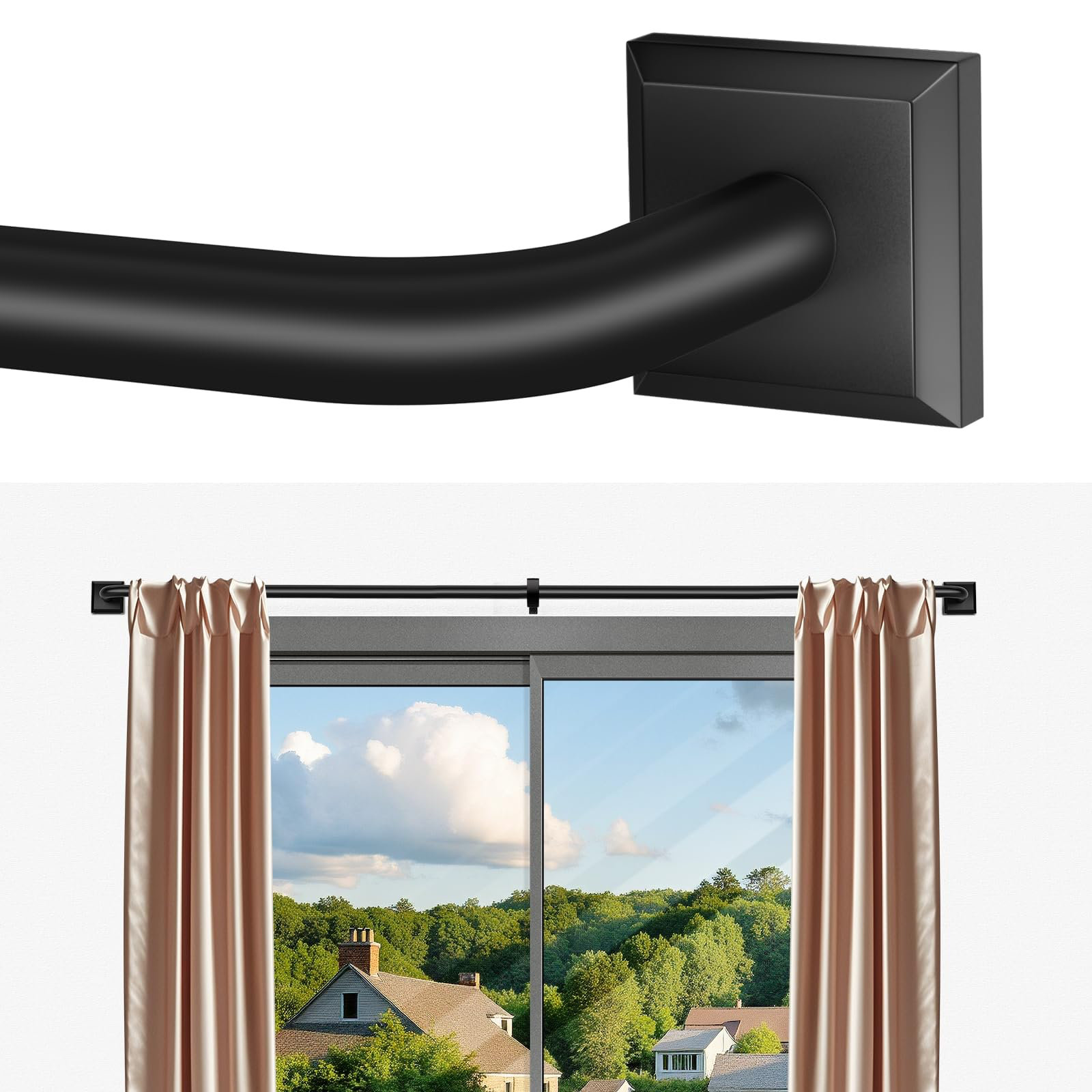 Latitude Run® Curtain Rods For Windows Heavy Duty Wrap Around Blackout ...