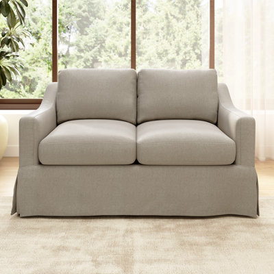Polyester Slipcovered Loveseat with Reversible Cushions