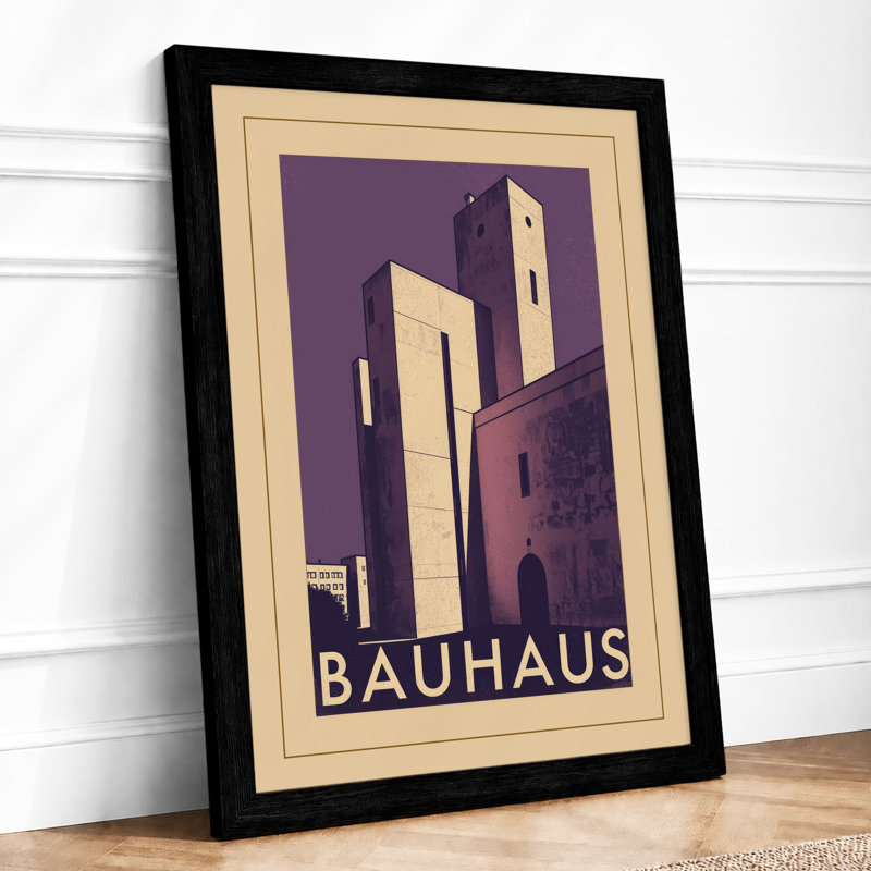 Bauhaus Tower Art Deco - Framed Print, A2 - 59.4 x 42.0 cm, Black
