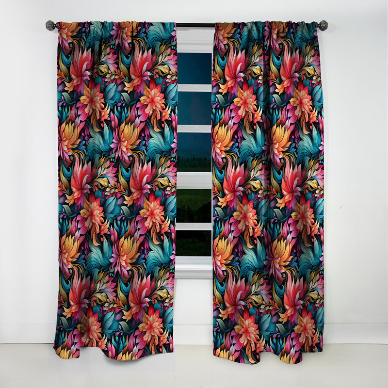 Mélange artistique - motif floral - rideau occultant - 1 panneau, L 52 po x L 95 po