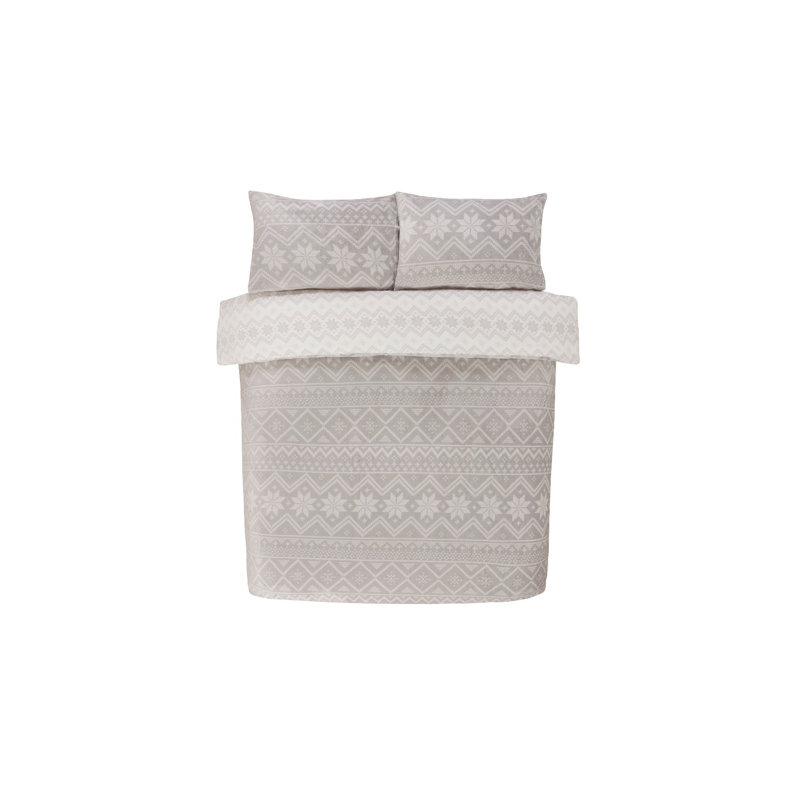 Brough Classic Polyester No Pattern Duvet Cover with Pillowcases, Grey, Single - 1 Standard Pillowcase