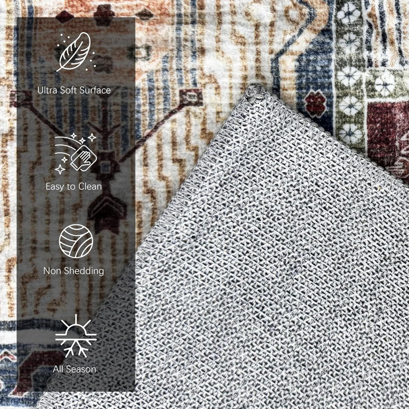 Tapis lavable 9 pi x 12 pi - Tapis d'intérieur élégant pour le salon, la salle à manger ou la chambre à coucher