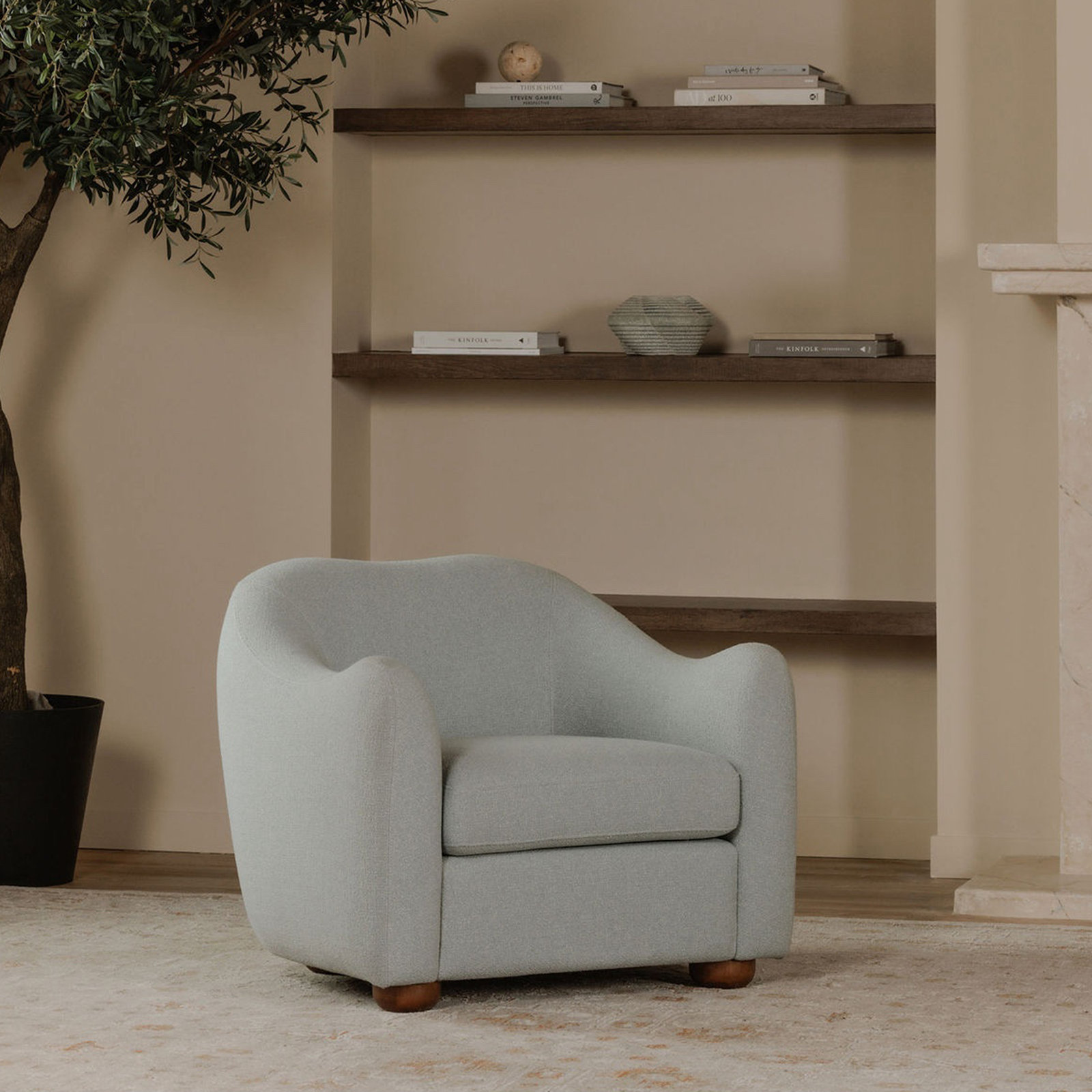 Elwood Armchair, Mist Blue Performance Weave