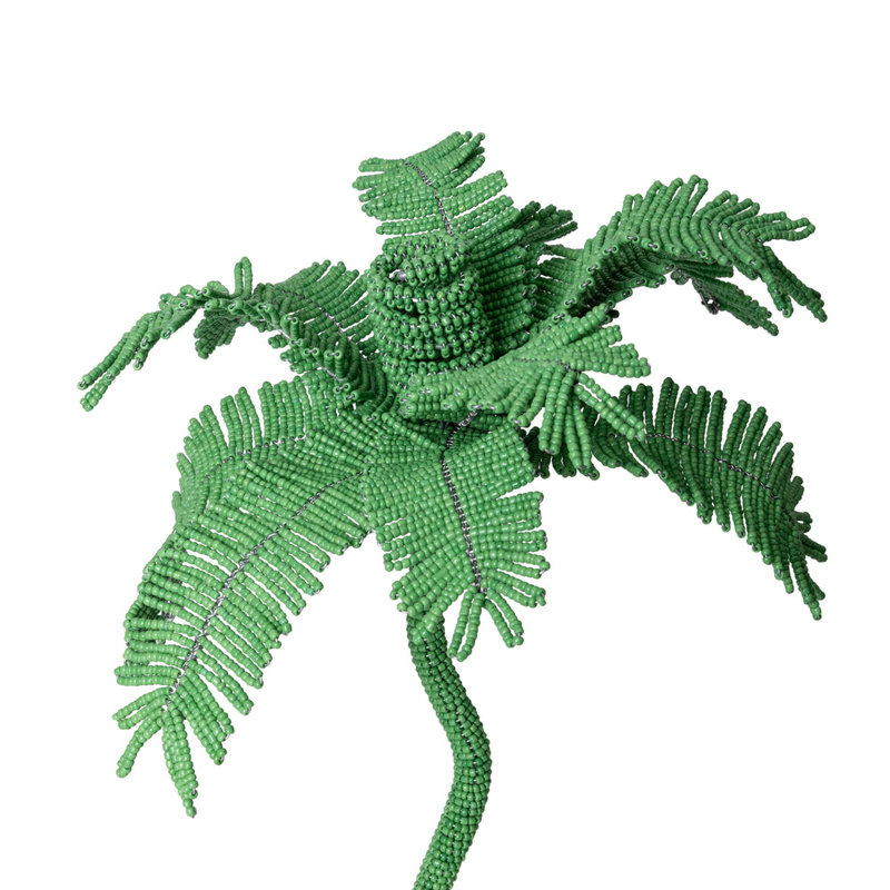 Desert Palm Tree Candlestick, Jade Green, 15" H x 9" W x 9" D