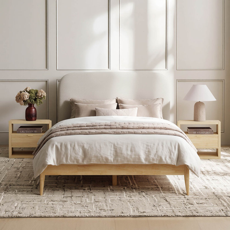 Ensemble de lit et table de chevet, Natural/Cream, Grand lit