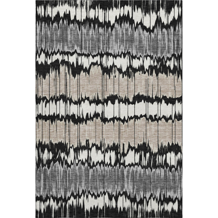 Premium Machine Washable Prisco Black Rug