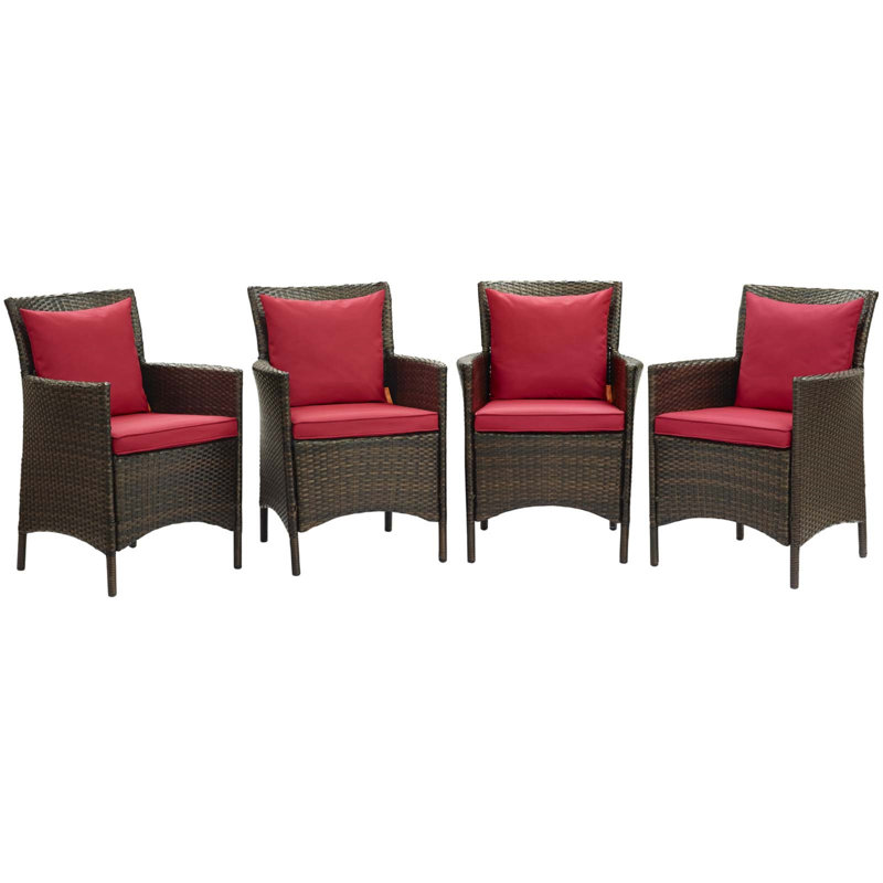 Fauteuil de patio extérieur en rotin et osier Conduit par Modway, Rouge, Brun