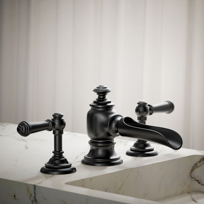 Artifacts® Flume Widespread Bathroom Faucet, Matte Black
