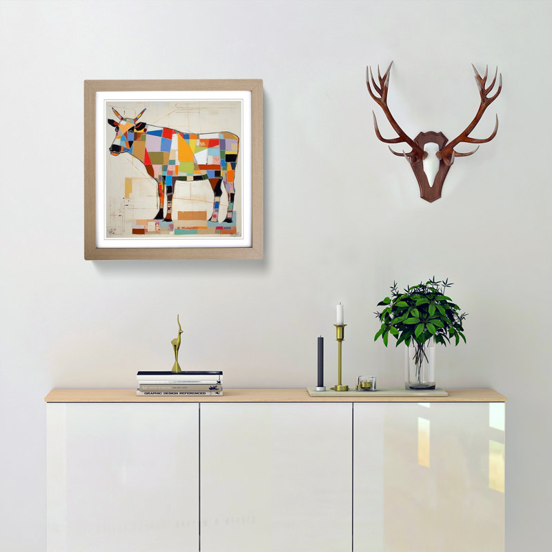 Cow Constructivism - Framed Print, Oak