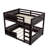 Queen over Queen Bunk Bed with Ladder, Guardrails, Pegboard & Bookshelf, Espresso-775548848-775548862