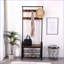 Arbre d'entrée avec banc à chaussures, portemanteau et amp; Tablettes de rangement | Blanc | Bois aggloméré + métal