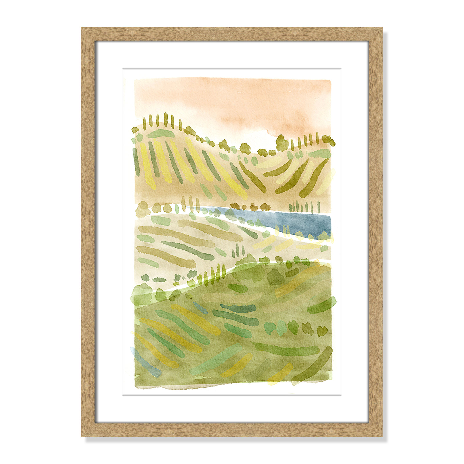 Tuscan Countryside Print, Natural Single Picture Framed Paper, White, 23" H x 17" W x 1.25" D
