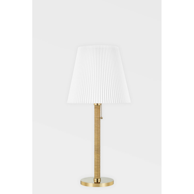 Elyna Adjustable Desk Set with Aged Brass and Cream Linen Shade