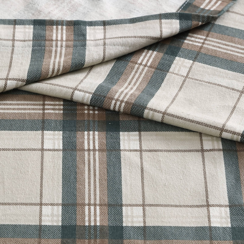 Edgewood Gray Plaid Cotton Flannel Queen Sheet Set