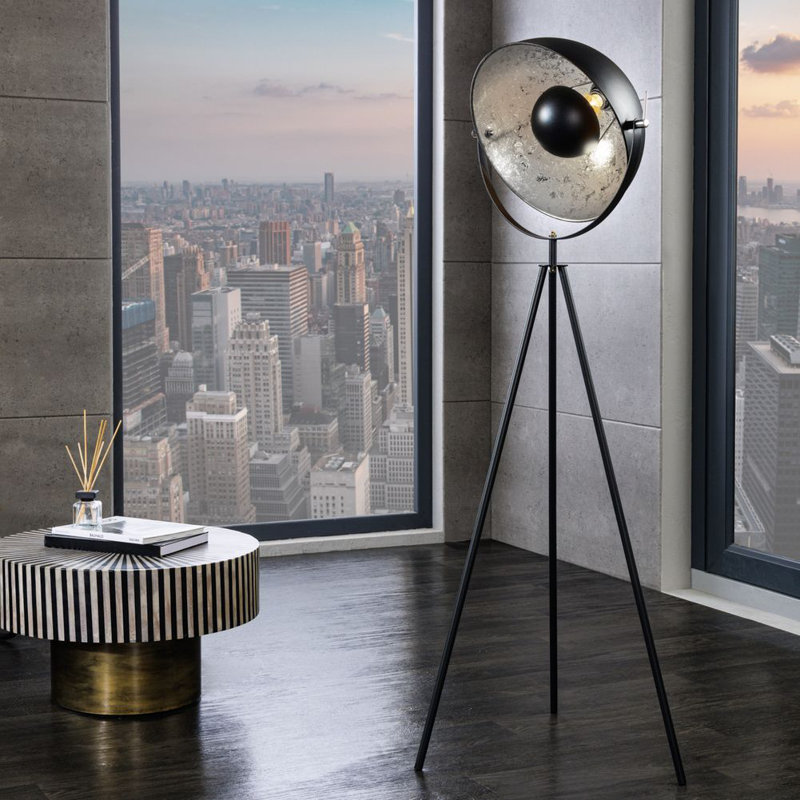 Fiedler 146cm Tripod Floor Lamp, Black/Silver