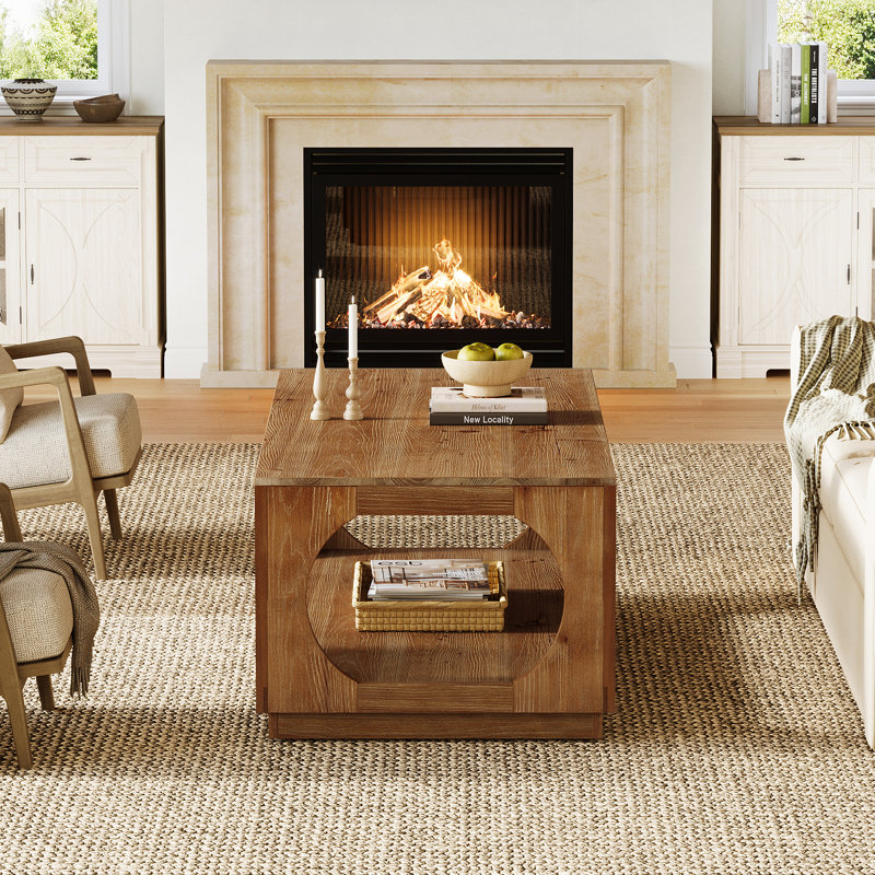 Table basse en bois massif avec rangement pour le salon
