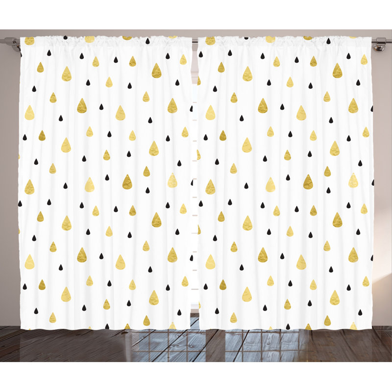 Teardrop Decor Polka Dot Semi-Sheer Rod Pocket Curtain Panels, 54" W x 84" L