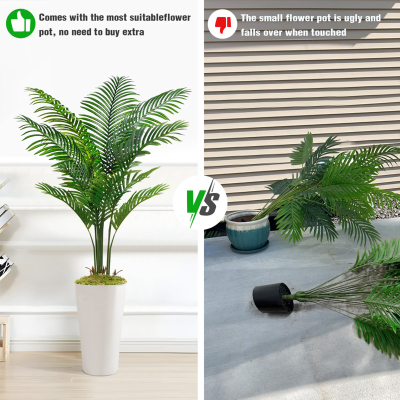 60 '' modern style white square basin artificial palm tree set, Faux Plant(Set Of 2)