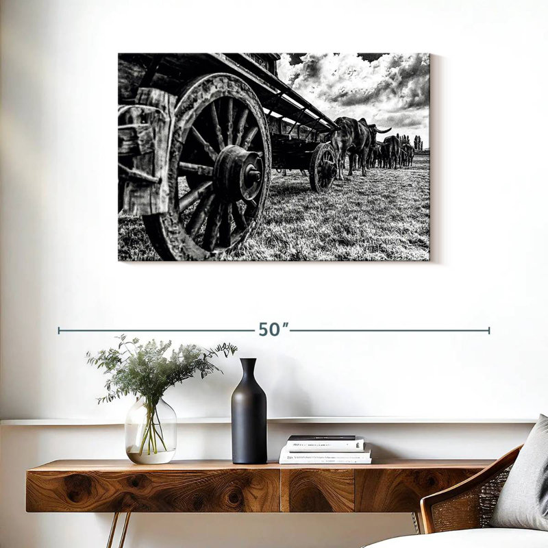 Mehar Bullocks Pulling A Wagon, 24" H x 36" W