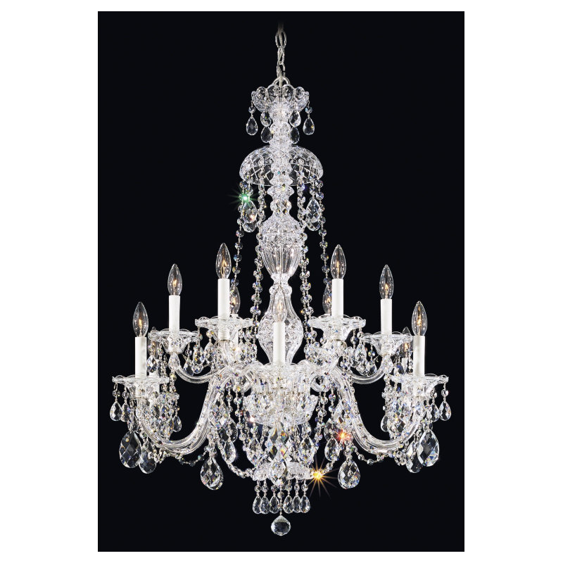 Sterling 12 - Light Glass Chandelier, Silver, Spectra Crystal Clear