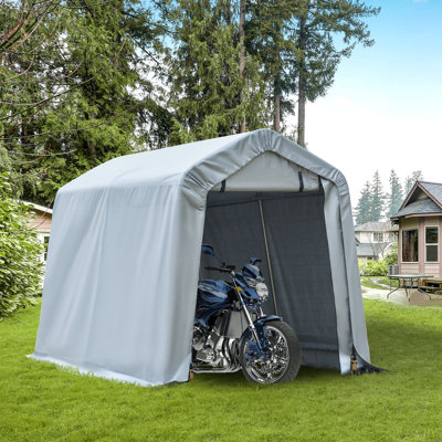 Outsunny 6' X 8' Carport Portable Garage, Heavy Duty Storage Tent, Patio Storage Shelter W/ Anti-UV PE Cover And Double Zipper Doors, For Motorcycle Bike Garden Tools